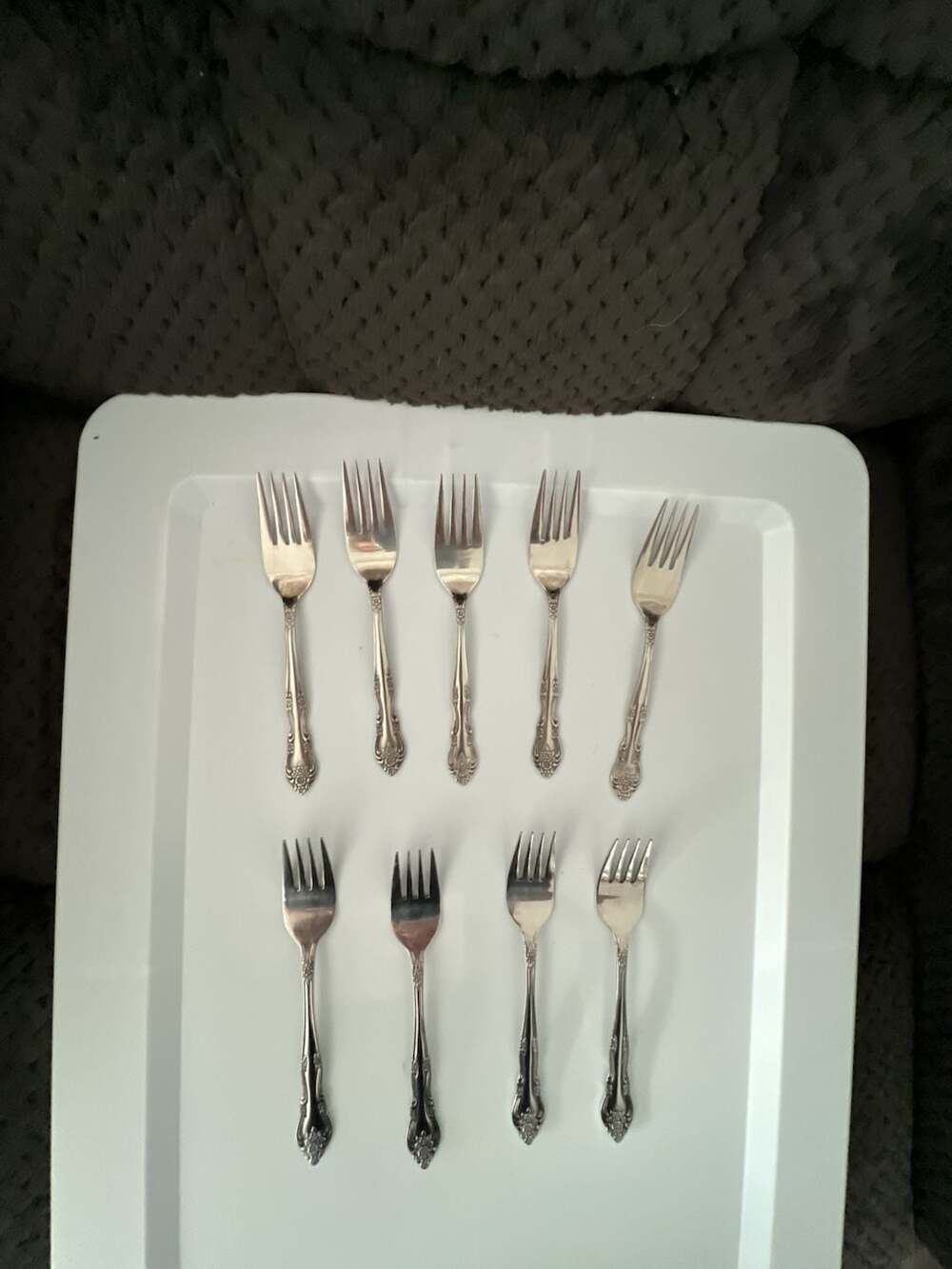 Set of 9 Vintage Rogers Stainless Korea Auberge Pattern Salad Forks